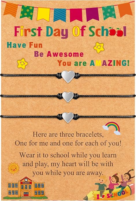 EOBOH First Day of School Bracelet Mommy and Me, Prek Matching Wish Bracelets Set, Adjustable Bracelet for Boys Girls Gifts Stuff Bulk