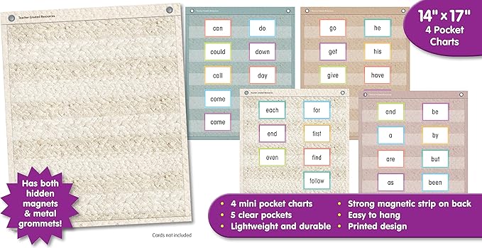 Teacher Created Resources Woven Magnetic Mini Pocket Charts (14" x 17") (TCR20108)
