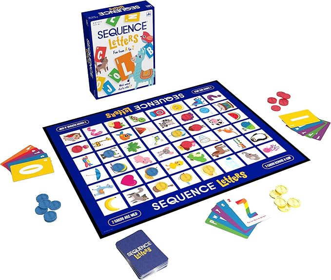 SEQUENCE Letters by Jax - Educational Board Game - Learn Alphabet from A to Z - Strategy Card Game for Kids Ages 4-7 - Preschool Learning - Family Game Night - Early Reading Skills Development