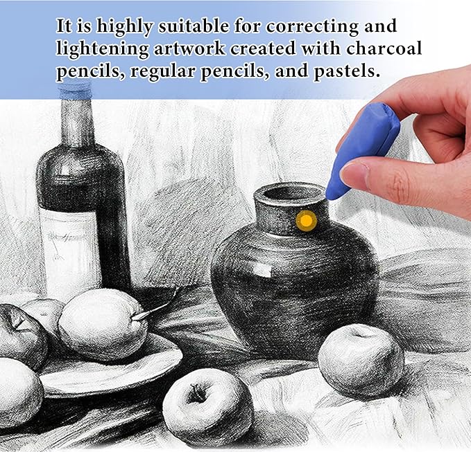 Smilo Kneaded Erasers for Artists, 8-Pack (4 Colors - 2 Each) | Reusable, Dust-Free, No Smudge | Moldable Putty Eraser with Case | Ideal for Drawing, Sketching, Students（Red,Blue,Yellow,Grey）