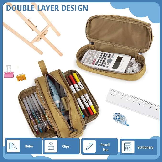 Tactical 4 Compartments Pencil Case for Boy, Large Pen Pouch Bag for School | Tactical Large Capacity Pen Box, 900D Farbic Tool Bag for School College Office Marker Organizer for Boy Kid Men Adult Teen