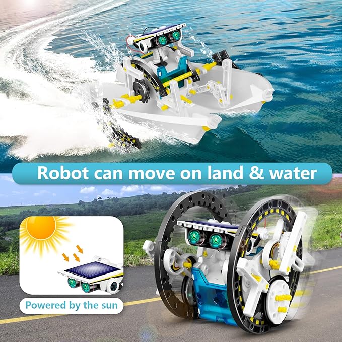 Dioju 13-in-1 Solar Robot Toys for Ages 8 9 10 11 12 Year Old Boys Girls, STEM Science Kits for Kids Age 8-12, Building Experiments Robotics Kit STEM Projects for Kid Christmas Birthday Gifts (White)
