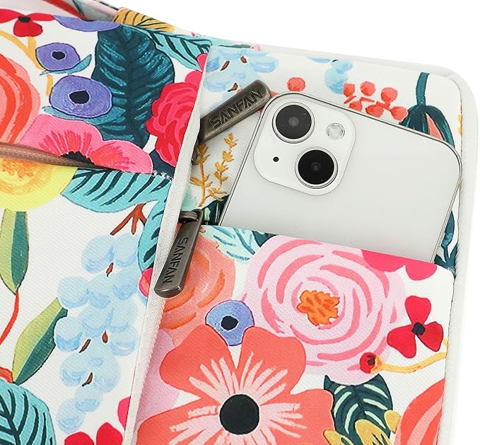 360° Protective Laptop Sleeve Case Bag with 3 Pockets,Handle,Luggage Strap for MacBook Pro 14 inch and 14 inch-14.4 inch Screen Laptop (Watercolor Flowers)
