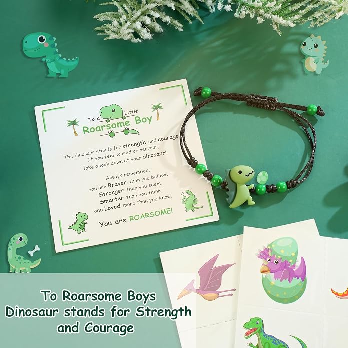 PEALICIOUS Dinosaur Bracelets for Boys, Back to School Birthday Son Gifts | First Day of Kindergarten Bracelet, Adjustable Dino Gifts Match Dinosaur Costume, Birthday Gifts for Boys Son Grandson