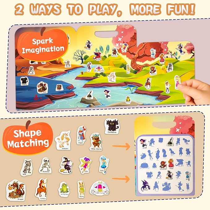 Reusable Sticker Books for Toddlers 1-3, Puffy Stickers Book for Kids Ages 2-4, Toddler Travel Activities Book Toy for Birthday Christmas - Christianity Jesus, Noah's Ark, Fairy Tales(3 Set)