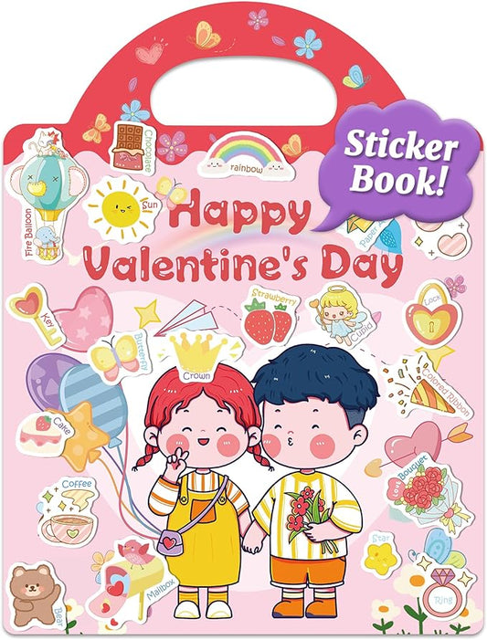 Benresive Reusable Sticker Book for Toddlers, Travel Stickers for Kids, Toddler Crafts Activities Toys, Birthday Gifts for Boys & Girls - Valentines