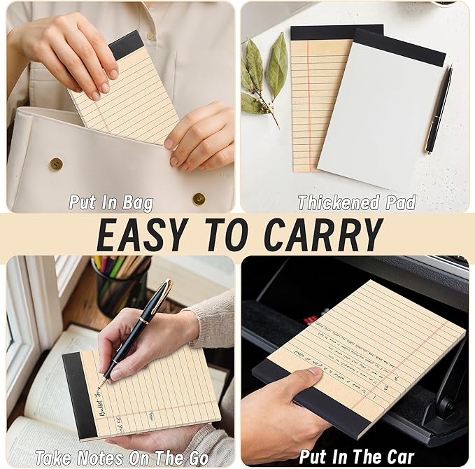 48 Pack Legal Pads 5" x 8" Writing Pad Note Pads for Office, 30 Sheets Recycled Notepad & Memo Pad, Paper Pads College Ruled, Small Notepads for Work, Professional Notepads for Office, Home, School
