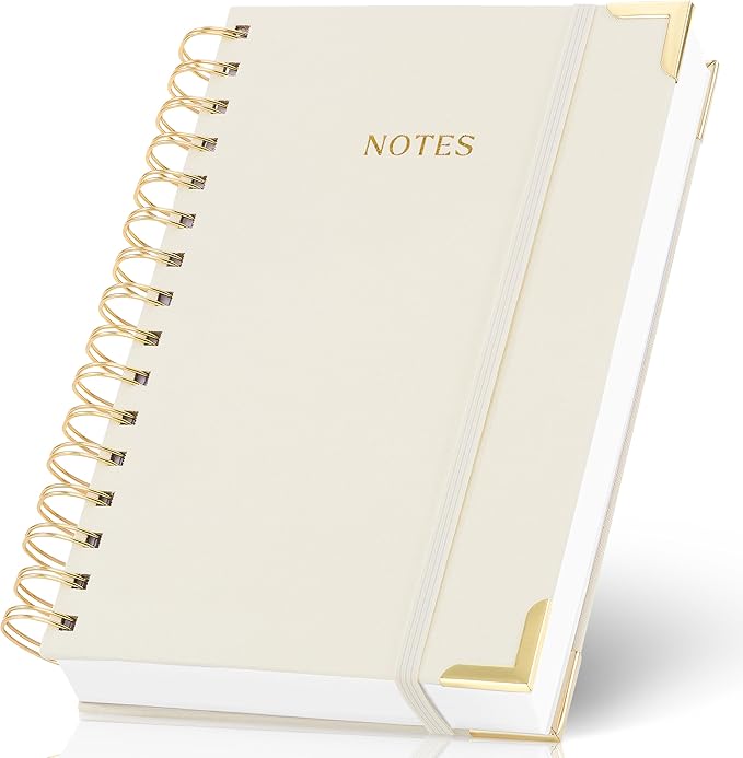 Aesthetic Thick Spiral Notebook Journal For Women in A5 Format - Modern Linen Hardcover College Ruled Note Book With 220 Lined Pages - Perfect For Writing And Staying Organized at Work or Schoo