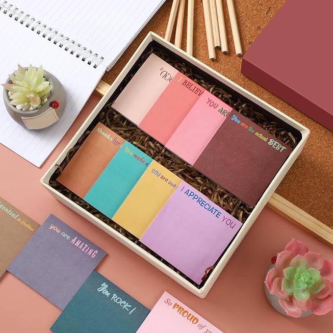 Yinder 24 Pcs Inspirational Sticky Notes Cute Motivational Sticky Notes Pad End of Year Employee Appreciation Gifts Bulk for Teacher Nurse Coworkers Office Supplies 3 x 3'' (Thank You,Vintage Style)