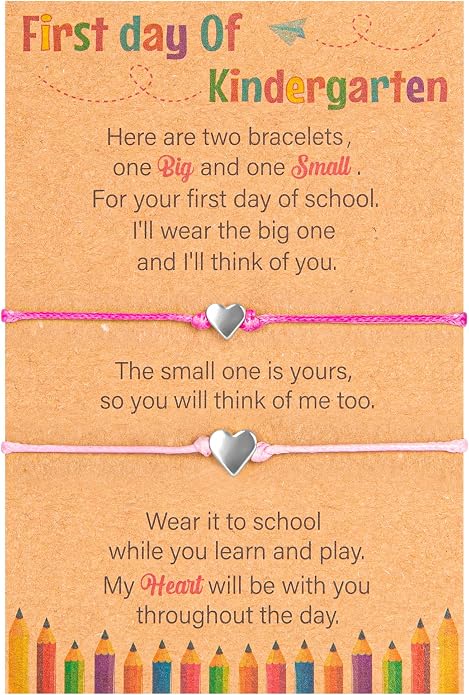 Back to School Supplies, First Day of Kindergarten Bracelet, Back to School Bracelet Mommy and Me, Prek Matching Wish Bracelets Set, Adjustable Bracelet for Boys Girls Gifts Stuff Bulk