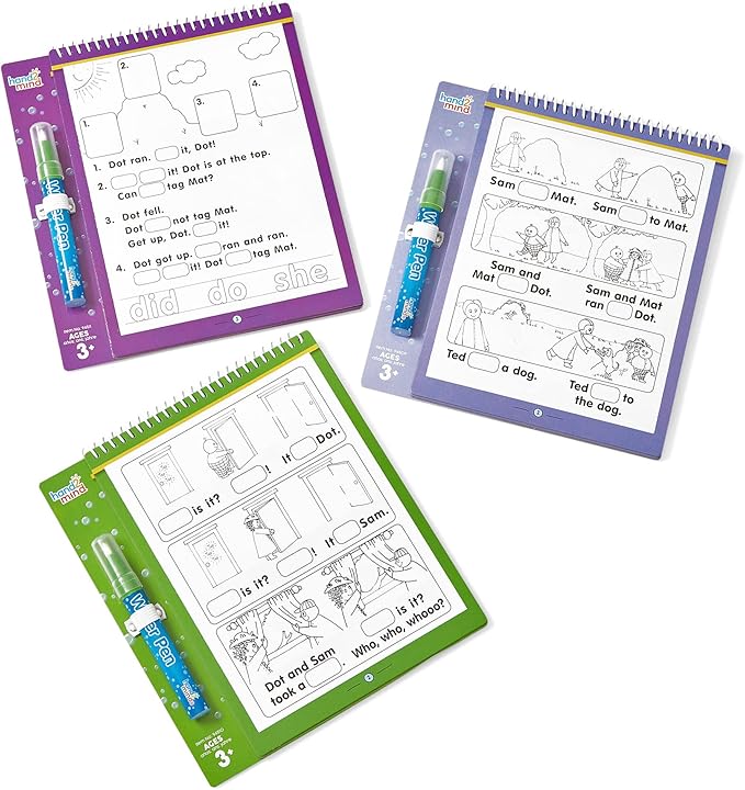 hand2mind Bob Books Sight Words Water Workbook Set, Water Pen Coloring Books for Toddlers, No Mess Coloring, Water Reveal Pads for Kids, Science of Reading (3 Water Books and 3 Water Pens)