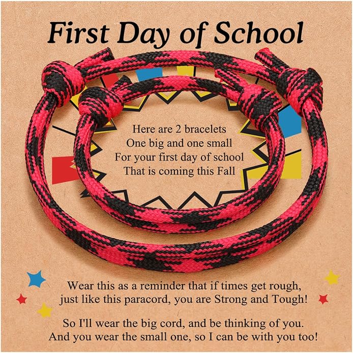 PINKDODO First Day of School Bracelet Back to School Gifts Mommy and Me Bracelets Mother Son Bracelet