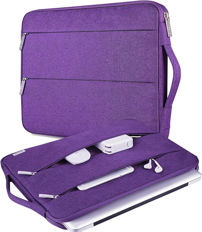 Voova Laptop Sleeve Carrying Case 13 13.6 Inch Compatible with MacBook Air 13 M1/M2/M3/M4, MacBook Pro 13/14, IPad Pro 13, Waterproof Slim Computer Cover Bag, Purple