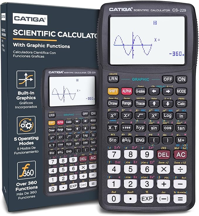 CATIGA Scientific Calculator with Graphic Functions, Upgraded Multi-Mode Graphing Calculators for Students, High School & College Calculator Scientific, Calculadora Cientifica, CS-229