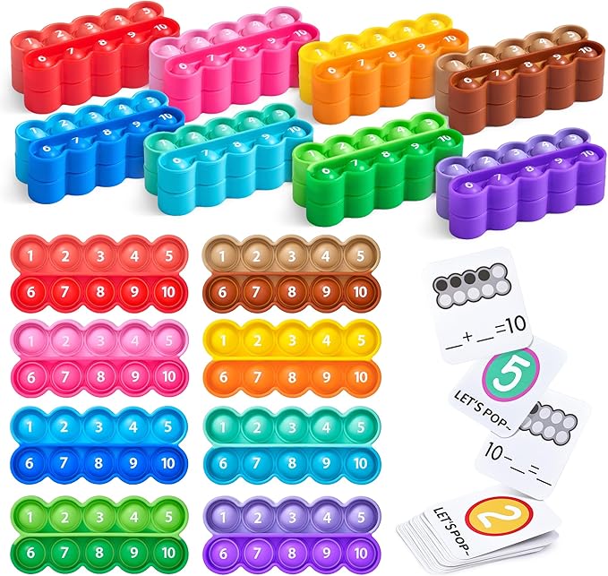 Joycat Ten-Frame Math Learning Tools for Elementary-8 Ten Frames and 20 Task Cards Math Counting Games with for Preschool Kindergarten Classroom Learning Activities Kids Ages 3-5