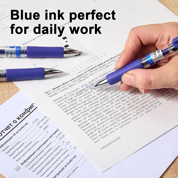 deli Gel Pens, 100 Pcs 0.7mm Retractable Pens Blue Ink | Medium Point Pen, Smooth Writing, Fast Dry, No Bleed for Journaling Note Taking, Home School Office Supplies
