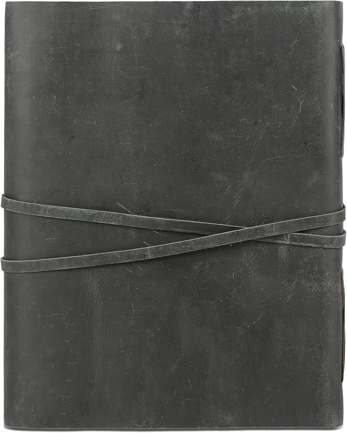 Leather Journal with Deckle Edge Paper 8x6 inch and Vintage Key | Handmade Writing Notebook Diary | Bound Daily Notepad for Men & Women Medium, Sketch/Writing pad for Artists