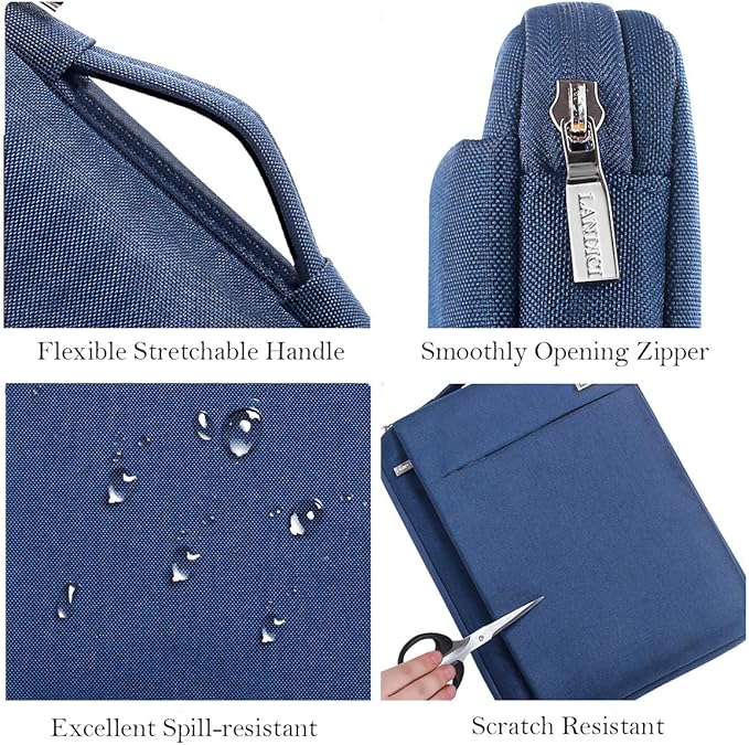 LANDICI 360° Protective Laptop Sleeve 13-14 Inch, Computer Bag Carrying Case for MacBook Air 13 M1/M2, MacBook Pro 13/14, Chromebook 14, Slim, Shockproof, Waterproof, Blue