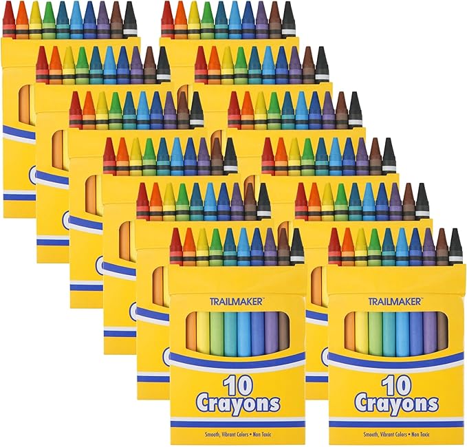 Trail maker (12 Pack Bright Wax Coloring Crayons in Bulk, Wholesale Packaging - 10 Per Box, 120 Crayons total
