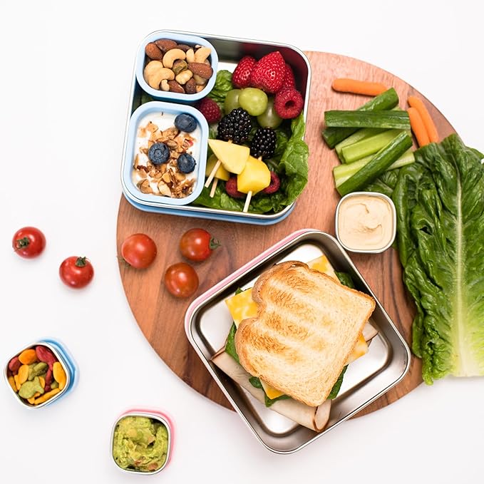 Good Bare Stainless Steel Sandwich Container for Kids & Adults, Plastic-Free Lunch Box with Silicone Lid, Leakproof Metal Snack Box, Dishwasher Safe, BPA-Free Food Storage Container, Sky Blue