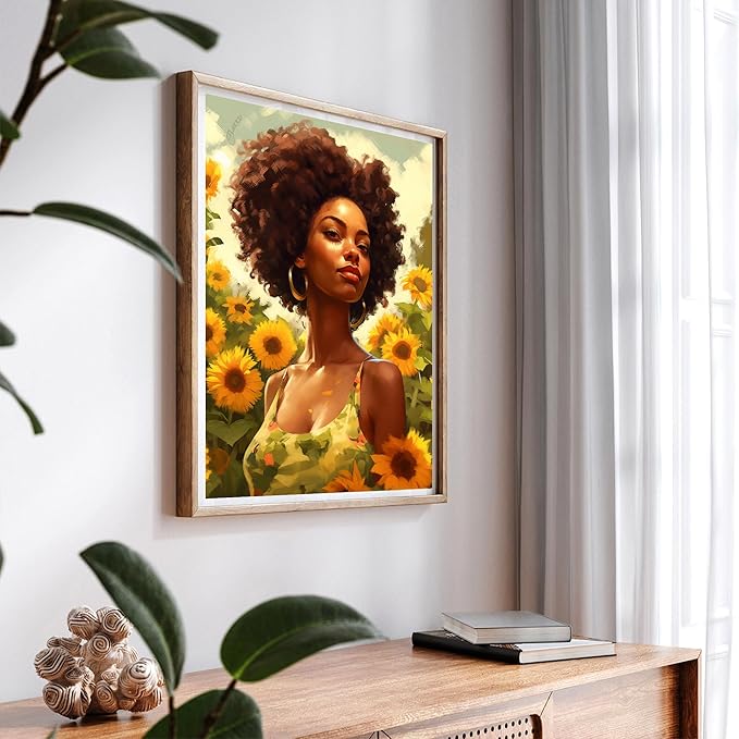 SKRYUIE Paint by Numbers Kit for Adults Beginner African Woman, Acrylic African American Oil Painting by Numbers Kits with PaintBrushes Paintwork Art Crafts Canvas for Home Decor 16x20 inch b
