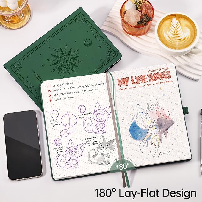 EMSHOI Dotted Journal Notebook, 192 Pages, A5 Size (5.7'' x 8.3'')