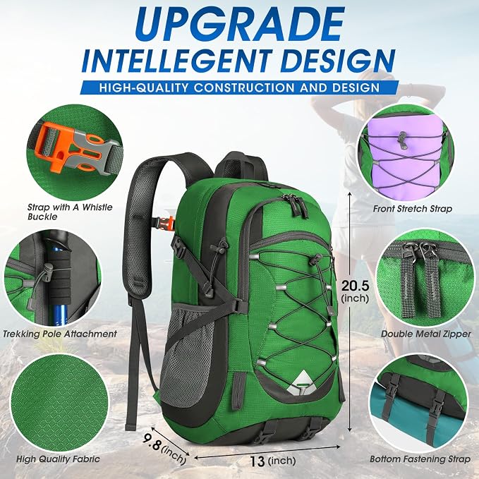 IGOLUMON Hiking Backpack 40L Packable Lightweight Camping Daypack Men Women | Multi-compartment storage Water-resistant Foldable Nylon Material Hiking Day pack for Camping Cycling Outdoor
