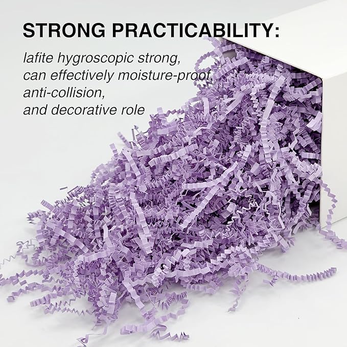 1LB Crinkle Cut Paper Shred Filler for Gift Box Bag and Basket on Holidays (Light Purple)