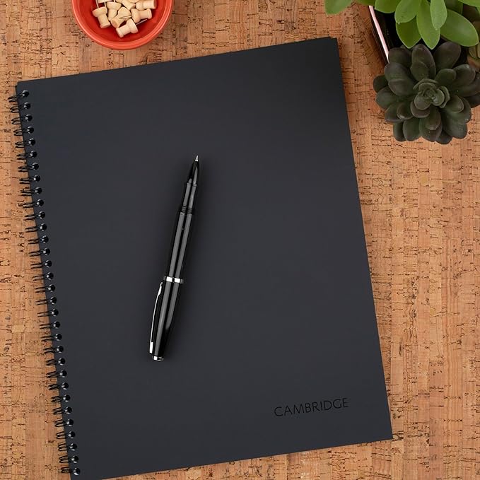 Cambridge Limited Business Notebook, Legal Ruled Paper, 6-3/4" x 9-1/2", 80 Sheets, Flexible Soft Touch Cover, Wirebound, Gray (06672)