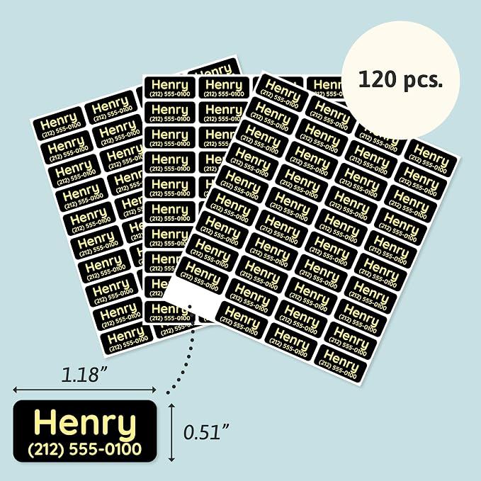 TeddyLabels - Clothing Labels for Nursing Home (120) – Self-Adhesive Name Tags for Clothes and Personal Items. Personalized Labels for Daycare, Nursing Homes, and Laundry Use - Black
