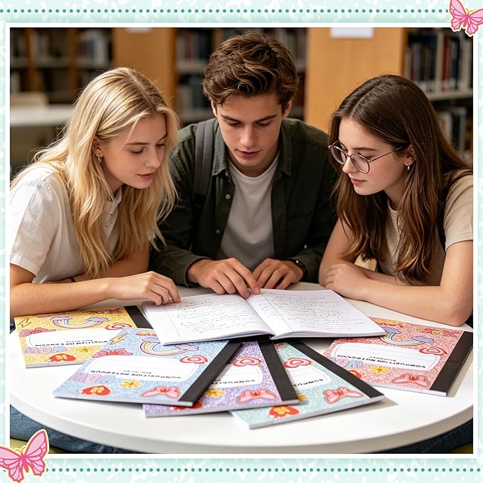FOGWOWO 6 Pack Marble Composition Notebook Wide Ruled,Pastel Preppy Composition Notebooks Bulk,Assorted Colors Back to School Marble Notebooks 80 Pages (40 Sheets) 9.75x7.5 Inches