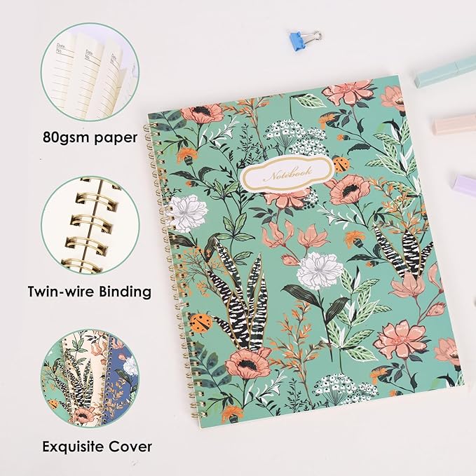 LABUK 3 Pack Spiral Notebook Journal for Women College Ruled Notebook 120 Pages A4 Aesthetic Journaling Notebooks for Work School Office Home, 8.5 x 11 Inches Notebooks for Valentine Gifts