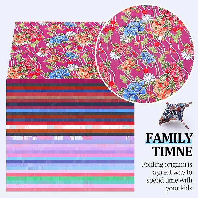 Lincia 1200 Pieces Origami Paper Kit Japanese Washi 6 Inch Square Double Sided Sheet 32 Vivid Colors Sakura Cherry Flowers Colors for Hand Crafts Project Creativity Scrapbook Paper Beginner