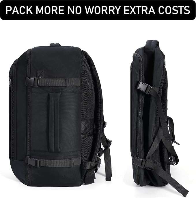 ECOHUB Extra Large Travel Backpack Carry on Backpack for Airplanes Black | 19.5x13x8 Laptop Backpack TSA Friendly 30L Backpack fits 17.3" Computer Airplane Travel Essentials Water Resistant Back pack