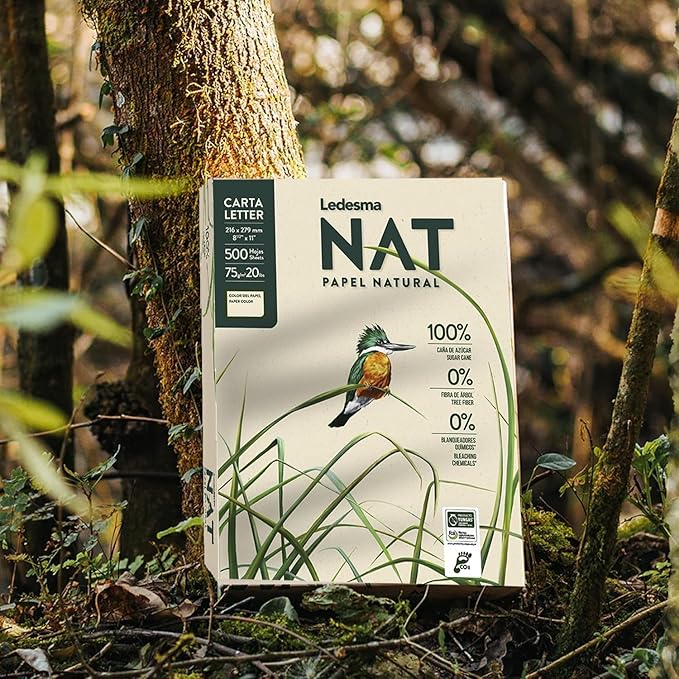 NAT Sugarcane Printer Paper – 8.5 x 11" Copy Paper, Chemical-Free - Made from 100% Sustainably Sourced, Jam Free, Acid Free, Multipurpose Recycled Office Paper, Natural Color (3 Reams/1500 Sheets)