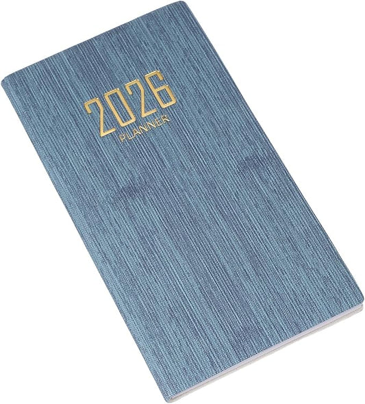 PATIKIL 2026 Daily Planner Notebook, 6.8 x 3.8" 64 Sheets Undated to Do List Daily Weekly Monthly Goals Pocket Notebook for Office Home Study Work Weeding Time Management, Denim Blue
