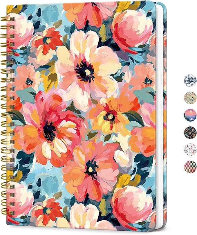 ZOTIA Lined Spiral Journal for Women, A5 Cute Hardcover College Ruled Notebook for Work, School & Note Taking, Aesthetic Writing Journal, 140 Pages (5.8" x 8.3"), Pastel Garden