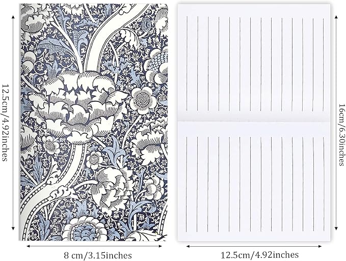 24 Pieces William Morris Floral Notepads Mini Vintage Floral Notebook Small Floral Pocket Journal with Soft Cover, 12 Styles William Morris Mini Notepads for Travel Journaling,Gift Sets & Daily Notes