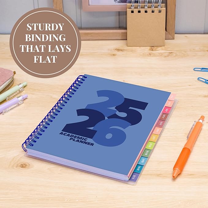 Rileys Academic Planner 2025-2026, Daily, Weekly & Monthly Planner, July 2025 - June 2026, Student Notes Pages, Twin-Wire Binding, Weekly Agenda for School & Work (8 x 6-Inches, Blue, Chunky)