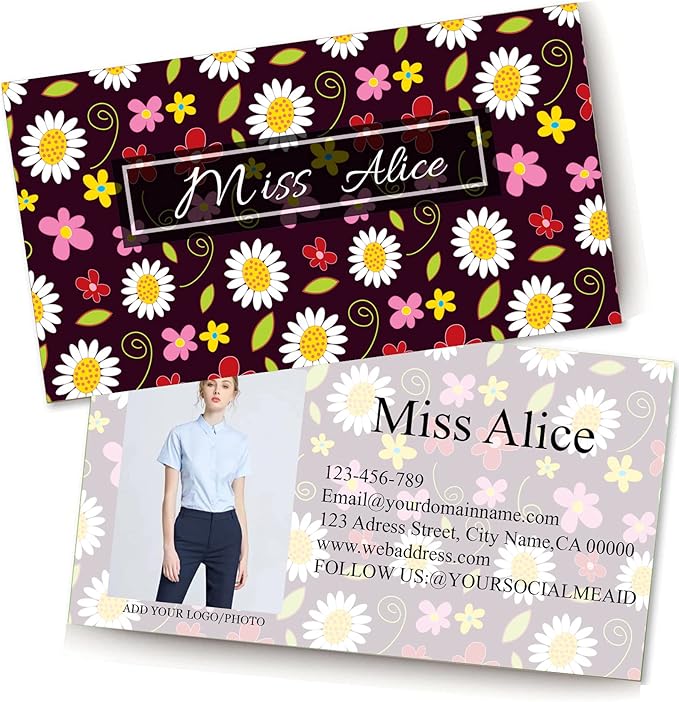 200/500Pcs Business Card Customization (Add Picture or Logo), Thick Coated Paper Business Card Double-sided Printing-2"x3.5" Inches (Color-O)