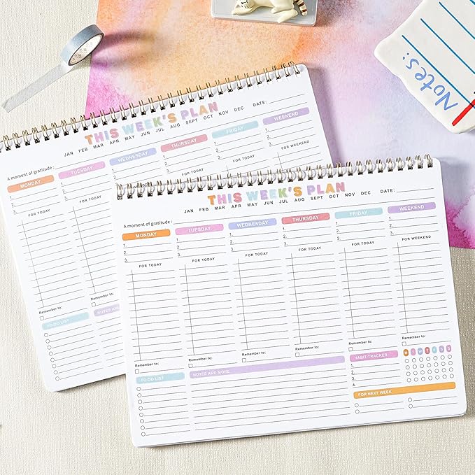Weekly To Do List Notepad - Weekly Planner Notepad with 52 Undated Sheets（8.5"×11"), Undated To Do List Notepad for Office Desk Accessories and Supplies, School & Home, Waterproof Cover