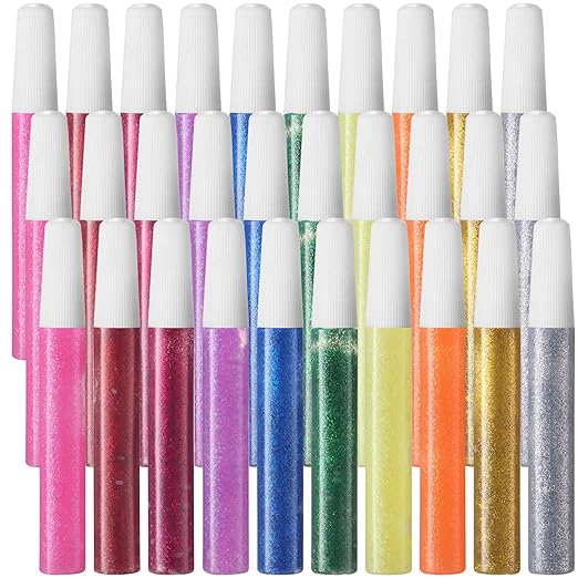 30 Pcs 10 Color Glitter Glue Sticks for Crafts Perfect Glitter Stick for DIY Arts School Projects, Scrapbooking, and Art Creations (10 Color)