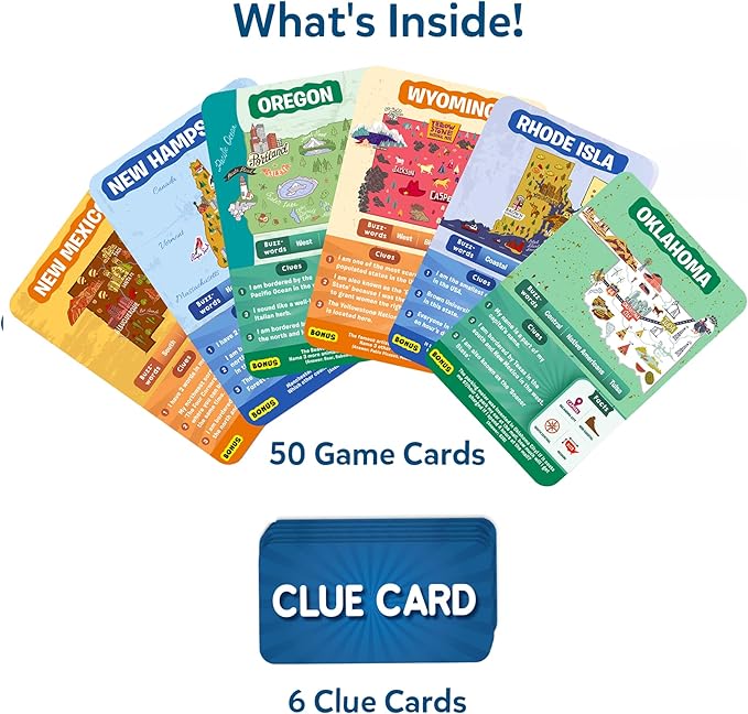 Skillmatics Guess in 10 States of America, Educational Travel Card Game for Ages 8 and Up, Boys, Girls, and Kids Who Love Board Games, Geography and History