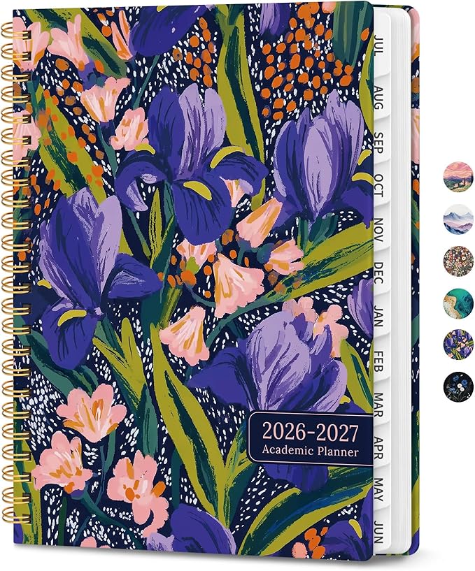 Planner 2026-2027, Monthly and Weekly Academic Planner July 2026 - June 2027, Hardcover Student Teacher Planning Agenda Calendar Book with Tabs, Perfect for Office School Supplies, A5 (6.3" x 8.5") - Petal Rhythm