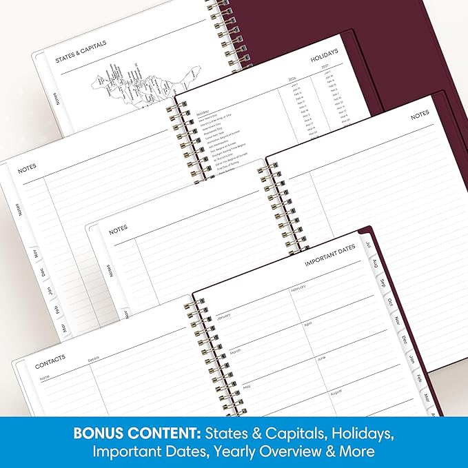 Blue Sky 2026-2027 Weekly and Monthly Academic Year Planner Calendar, July 2026 - June 2027, 5.875" x 8.625", Flexible Pocket Cover, Wirebound, Laminated Tabs, Includes Extra 30 Sheets of Notes, Mayla