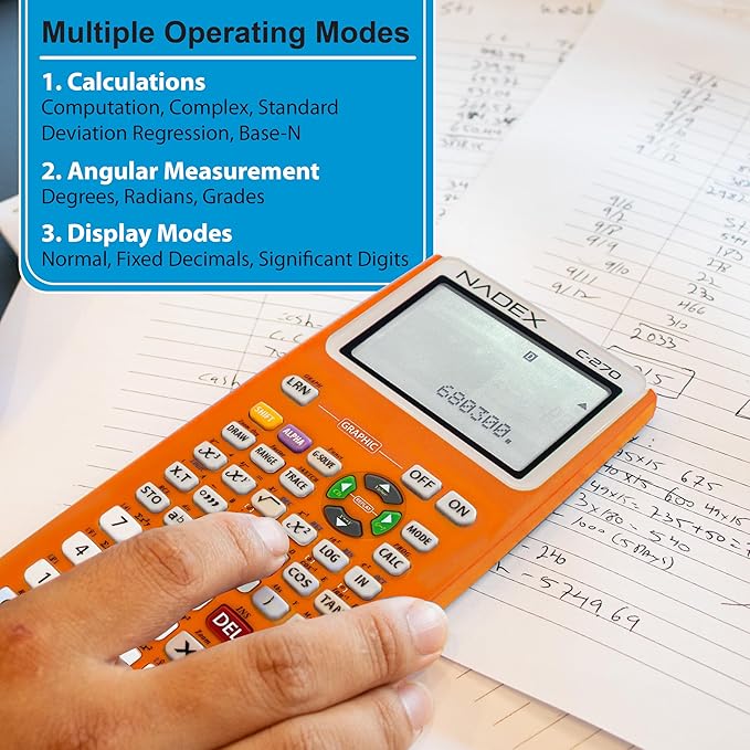 Scientific Calculator with Graph Functions for College and High School Students, Engineering, Advanced Mathematics, Calculus, Algebra, Geometery, Trigonometry, Statistics, Physics, Chemistry, Orange