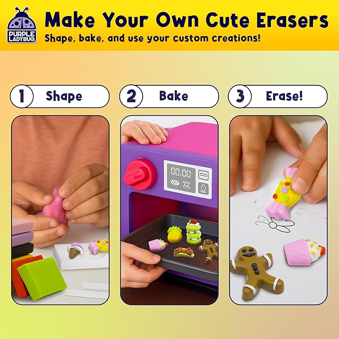 Eraser Lab DIY Clay Kit - Gift Food-Themed Fun Eraser for Kids Craft Set, 8 Clay Colors, Mold Tray & Shaping Tool, Presents for Kids, Creative Activity for Boys & Girls Aged 4+, Birthday Gifts
