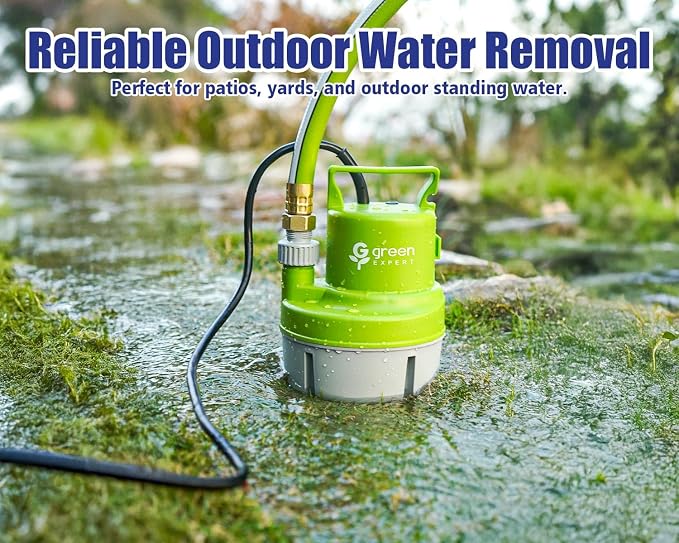 Green Expert 1/4HP Submersible Utility Pump, 2000GPH Flow, 316 Stainless Steel Components, Corrosion-Resistant for Pool, Hot Tub, Saltwater, Seawater, Vinegar, Tankless Heater Flush and Water Removal
