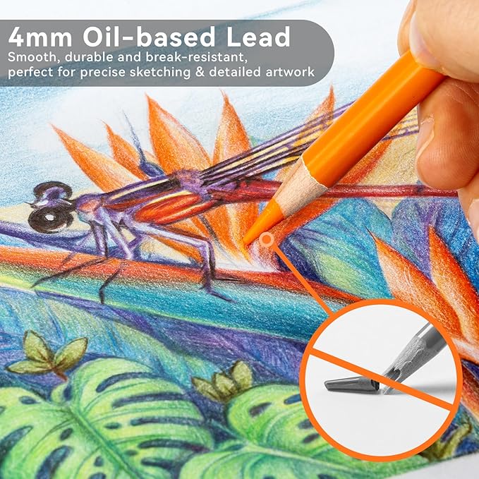 Ohuhu Colored Pencils: 72 Oil-based Drawing Pencils for Coloring Portrait Sketching Landscape, Durable Soft Core, Professional 72 Pack for Artist, Adult & Beginners, Halawa Series
