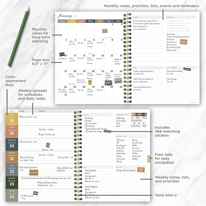 TF Publishing July 2026 - June 2027 The Rose Garden Medium Weekly Monthly Planner - 12 Month Academic Planner 2026-2027 with Durable Cover, Thick Uncoated Paper, and Planning Stickers - 6.5 x 8 in